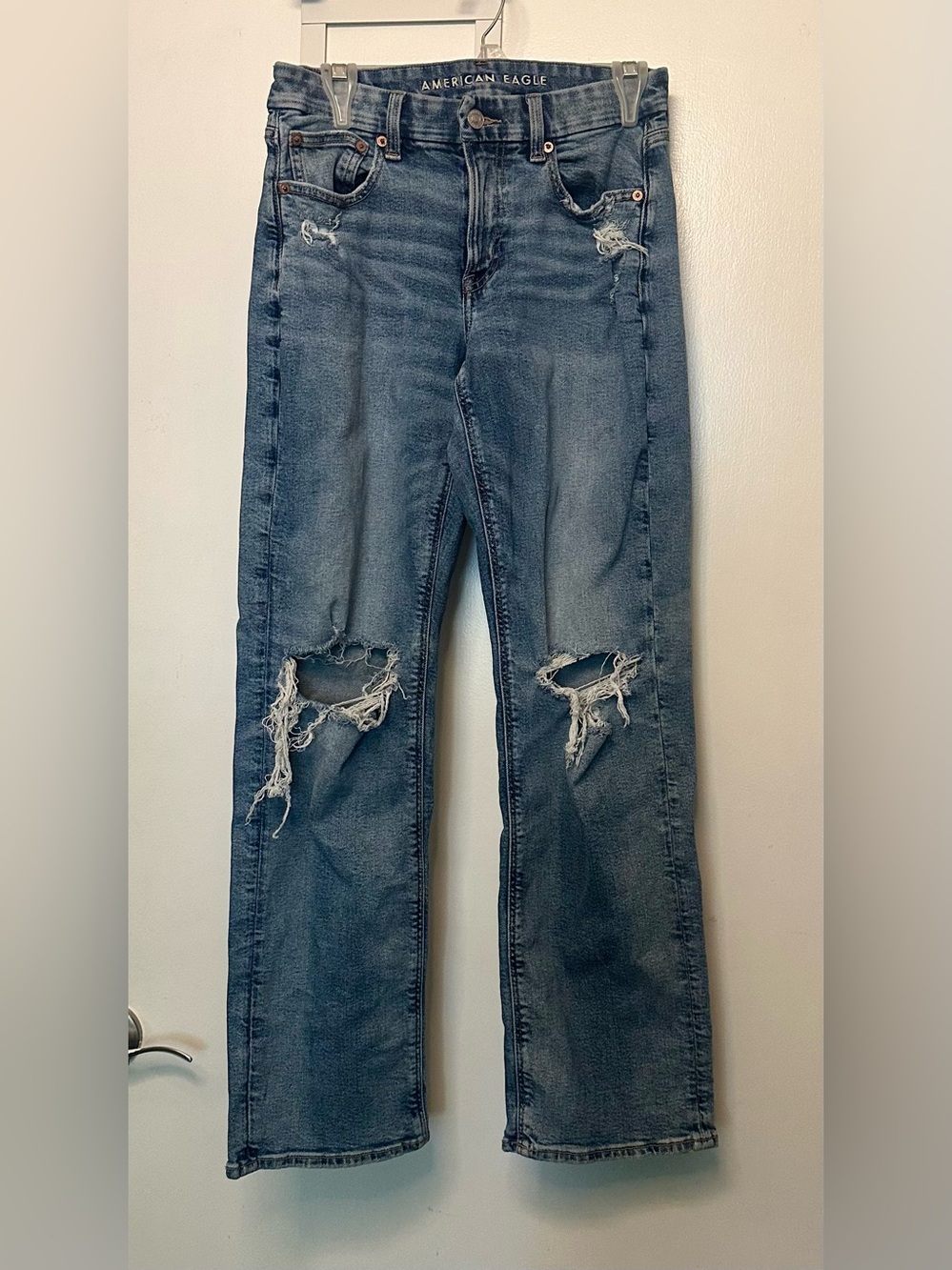 American Eagle Outfitters Distressed Curvy Straight Jeans